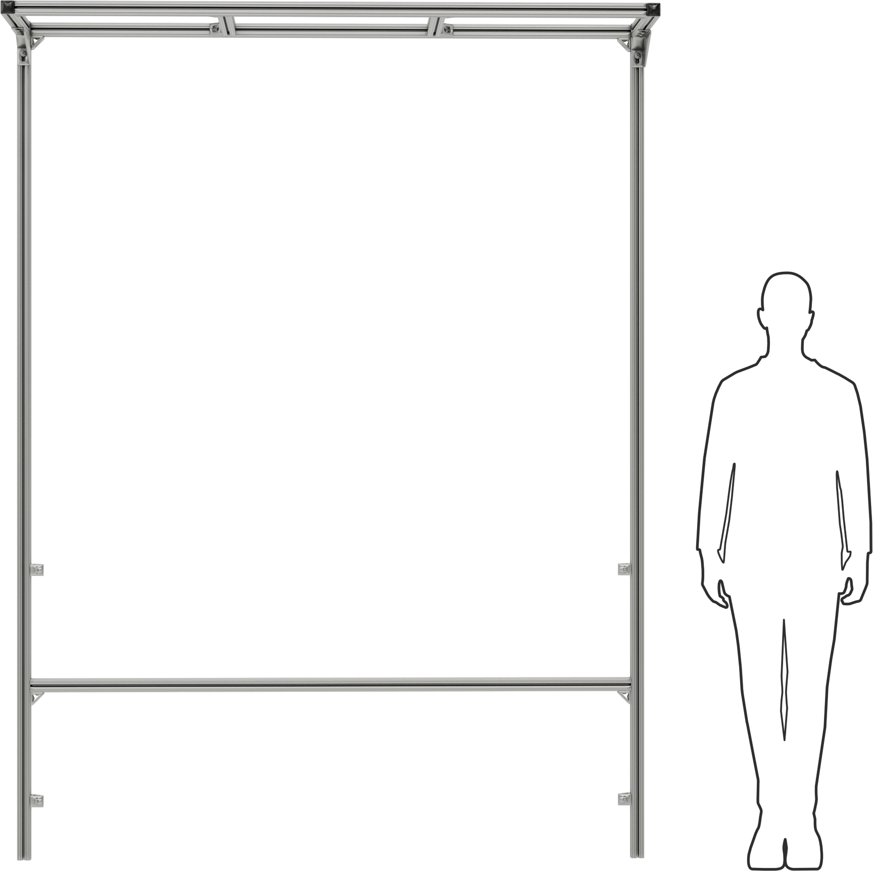 T-Yivli Çerçeveleme Tabanı Dikme, Çıkıntılı, 1-1/2" Tek Ray, 72“ Uzunluk x 20” Genişlik x 96" Yükseklik