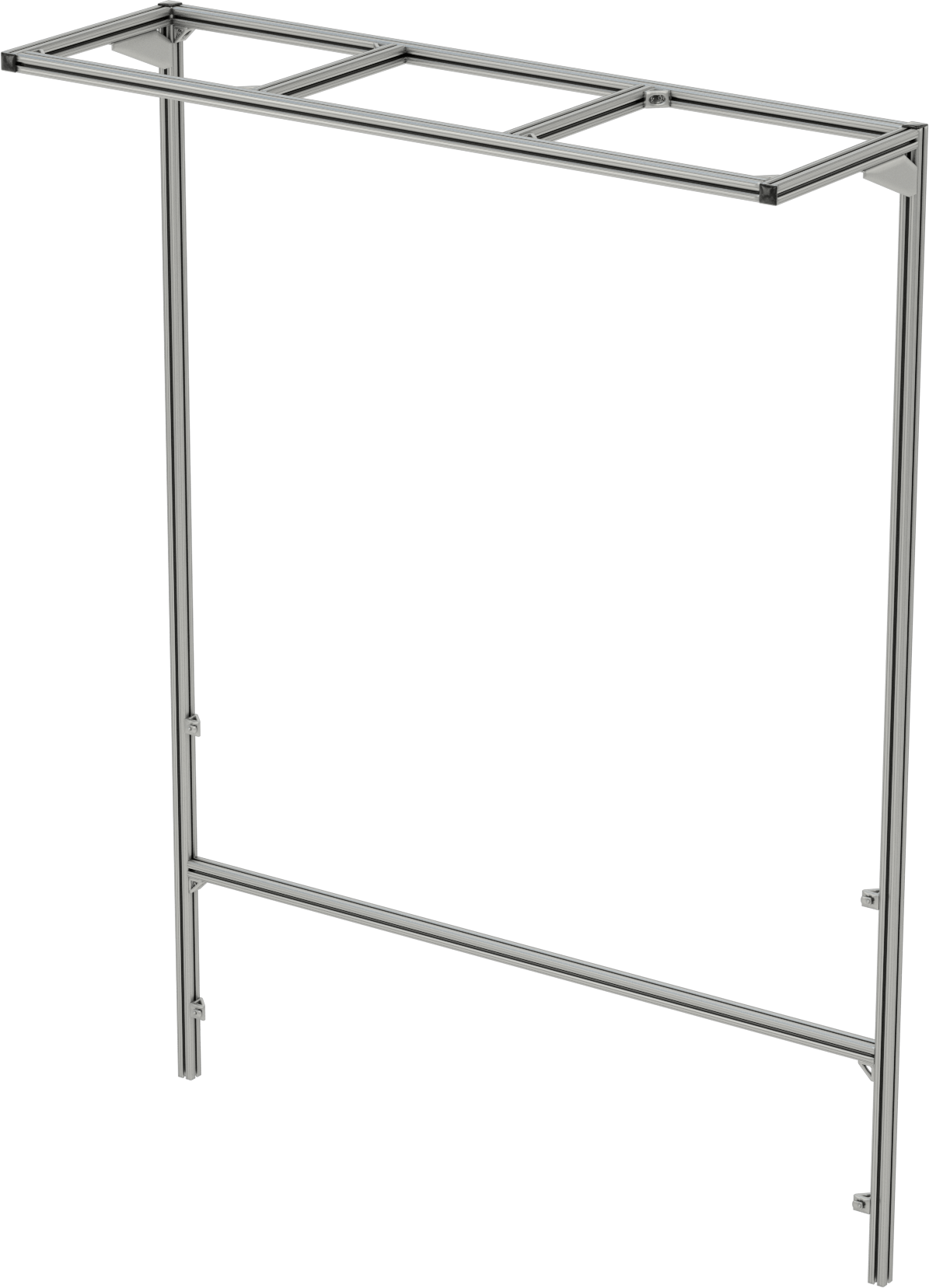 T-Yivli Çerçeveleme Tabanı Dikme, Çıkıntılı, 1-1/2" Tek Ray, 72“ Uzunluk x 20” Genişlik x 96" Yükseklik