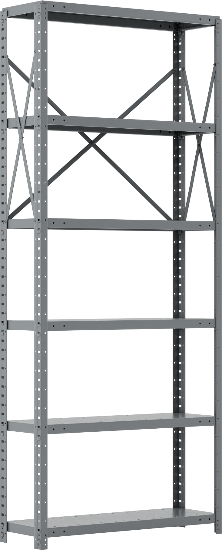 Standart Görevli Raf, 6 Raflı Açık, 36“ Genişlik x 87” Yükseklik x 12" Derinlik