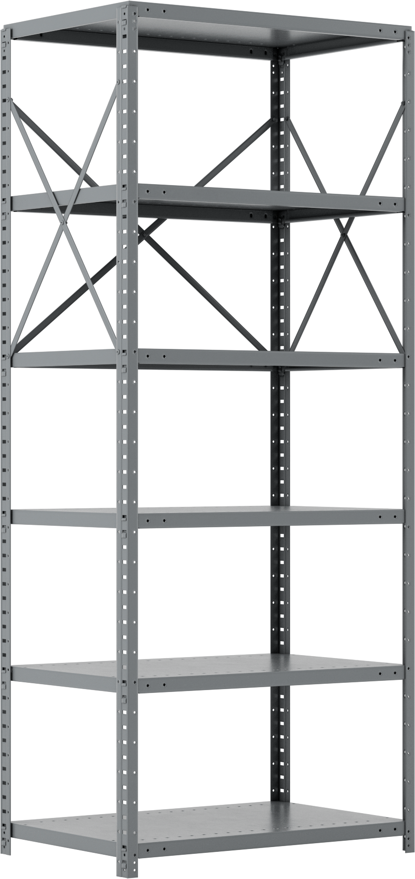 Standart Görevli Raf, 6 Raflı Açık, 36“ Genişlik x 87” Yükseklik x 24" Derinlik