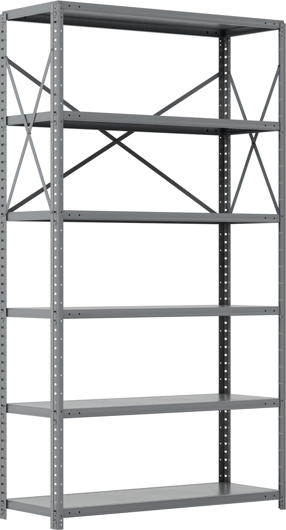 Standart Görevli Raf, 6 Raflı Açık, 48“ Genişlik x 87” Yükseklik x 18" Derinlik