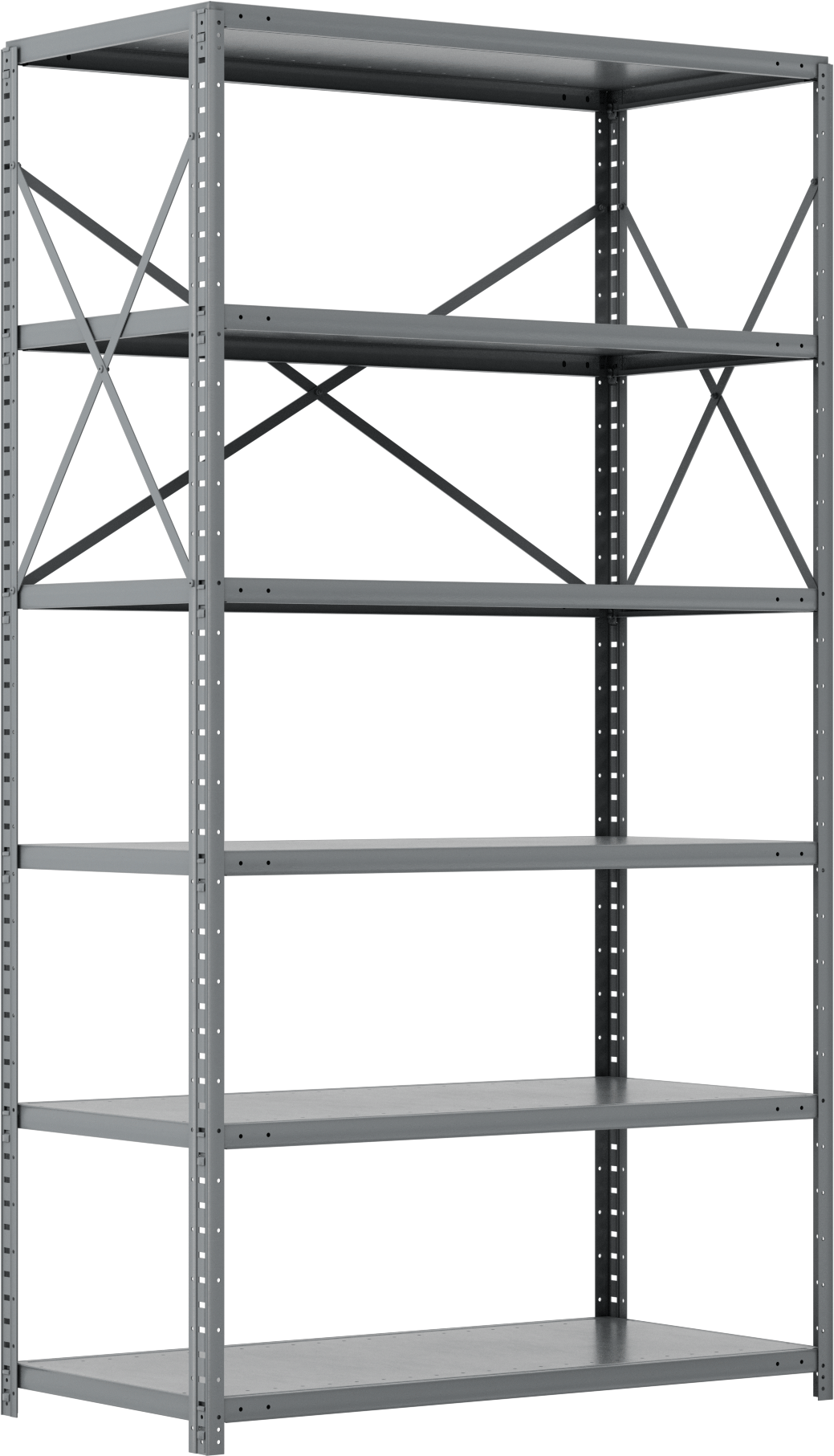 Standart Görevli Raf, 6 Raflı Açık, 48“ Genişlik x 87” Yükseklik x 24" Derinlik
