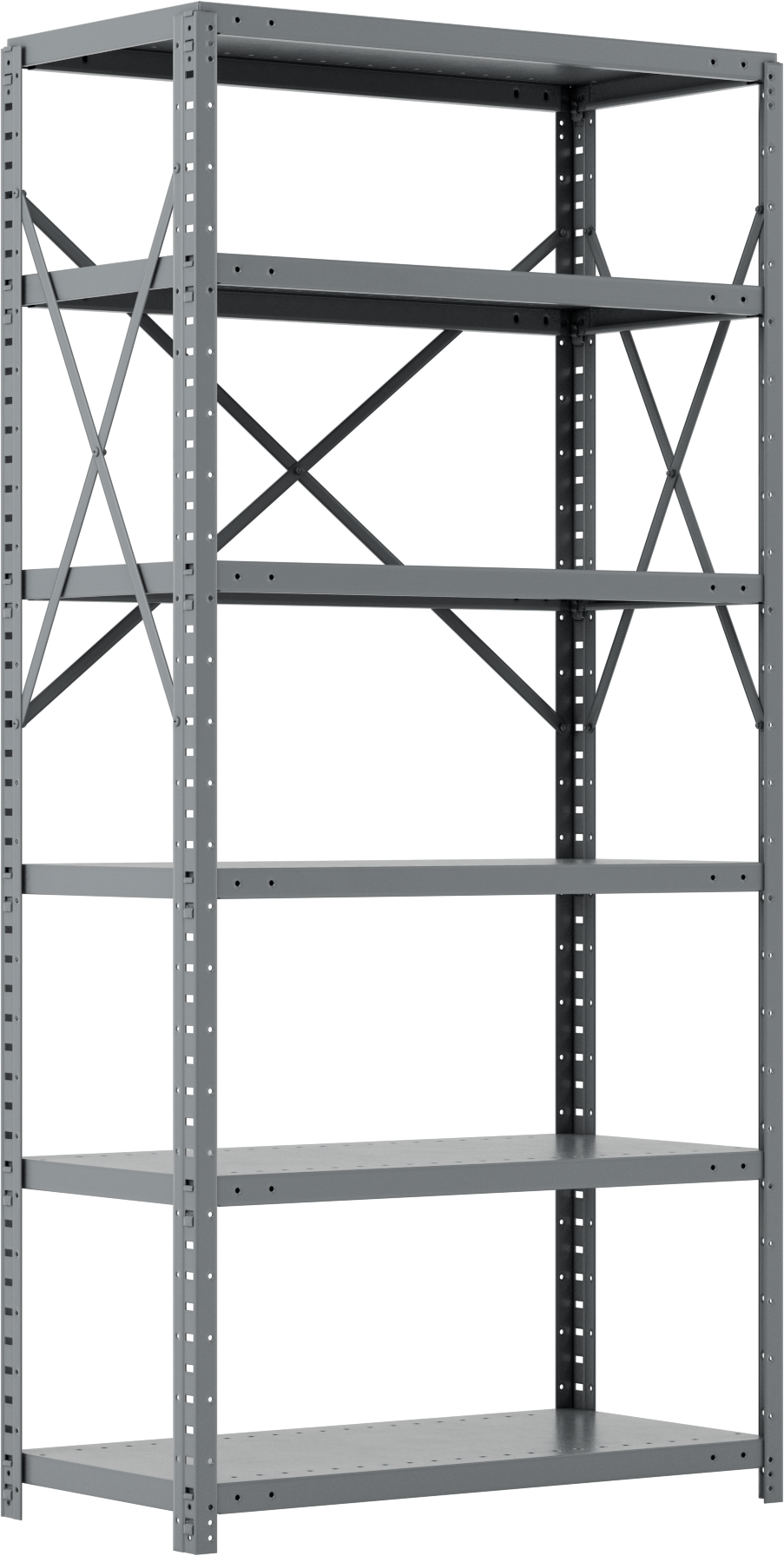 Standart Görevli Raf, 6 Raflı Açık, 36“ Genişlik x 75” Yükseklik x 18" Derinlik