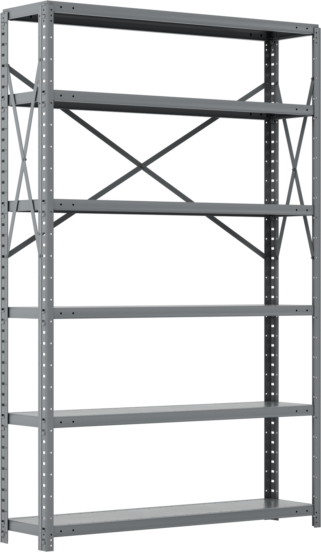 Standart Görevli Raf, 6 Raflı Açık, 48“ Genişlik x 75” Yükseklik x 12" Derinlik