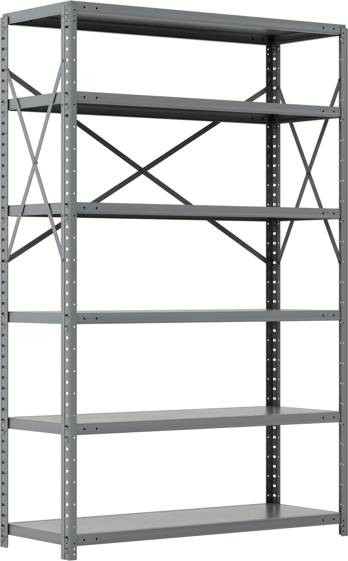 Standart Görevli Raf, 6 Raflı Açık, 48“ Genişlik x 75” Yükseklik x 18" Derinlik