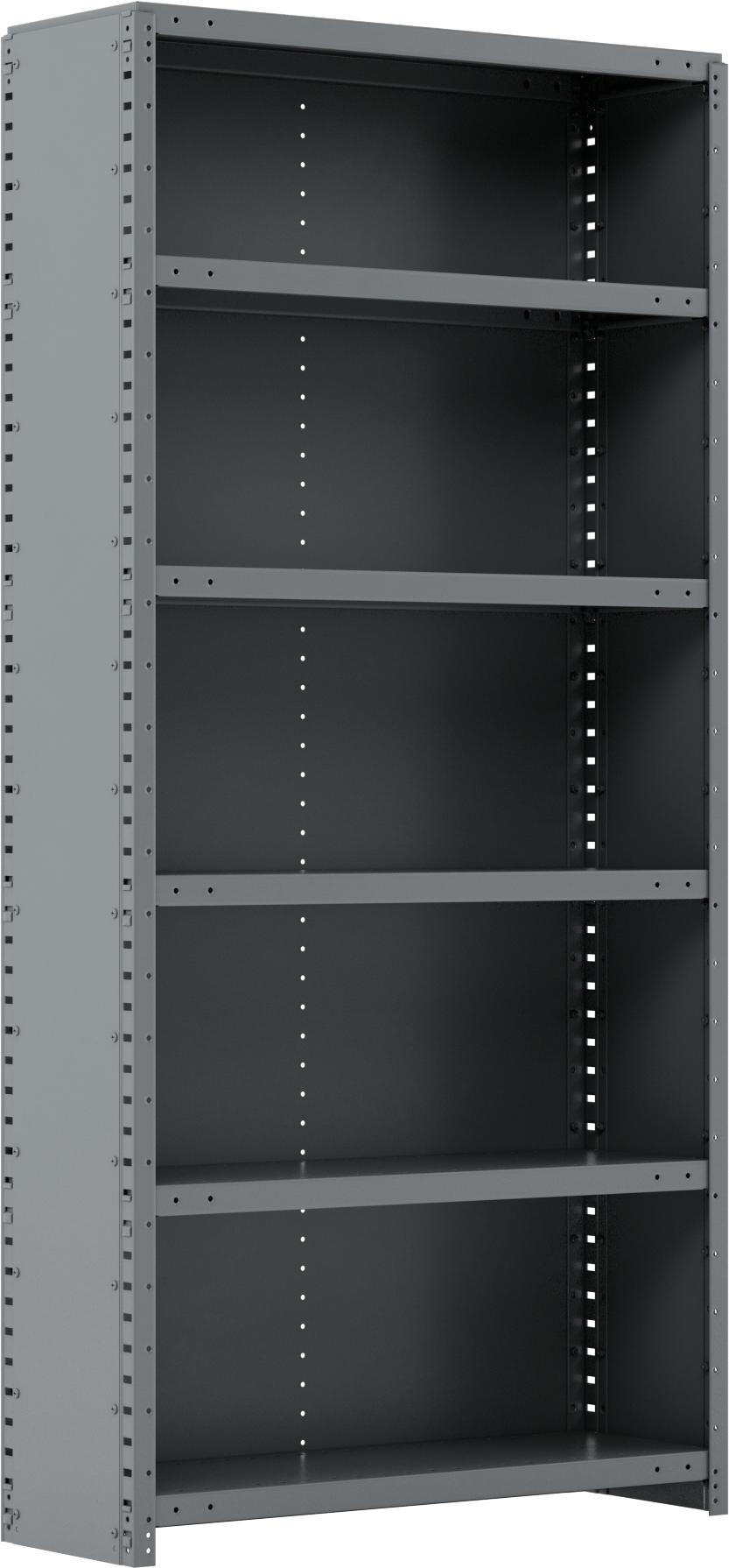 Standart Görevli Raf, 6 Raflı Kapalı, 36“ Genişlik x 75” Yükseklik x 12" Derinlik