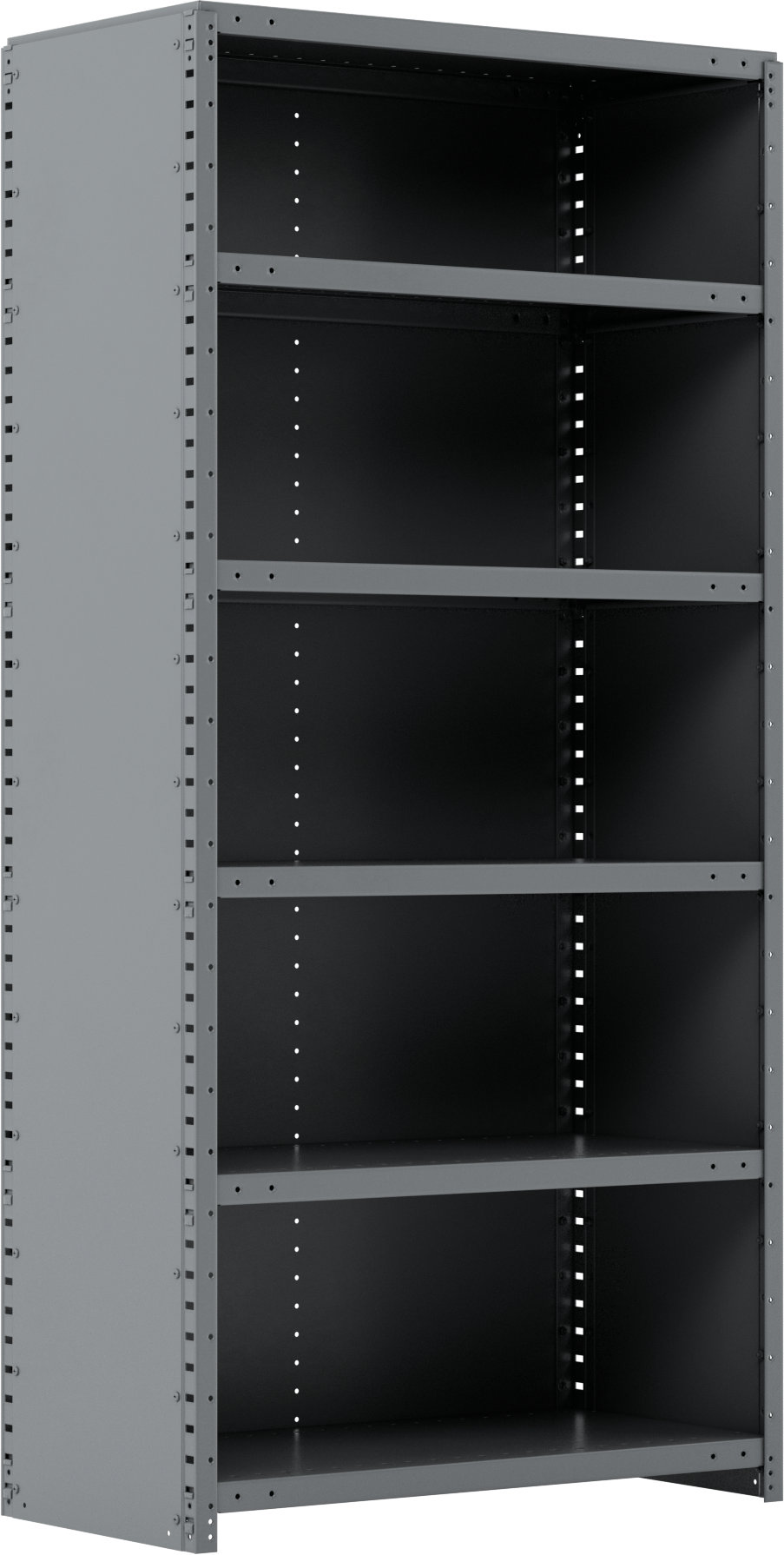 Standart Görevli Raf, 6 Raflı Kapalı, 36“ Genişlik x 75” Yükseklik x 18" Derinlik