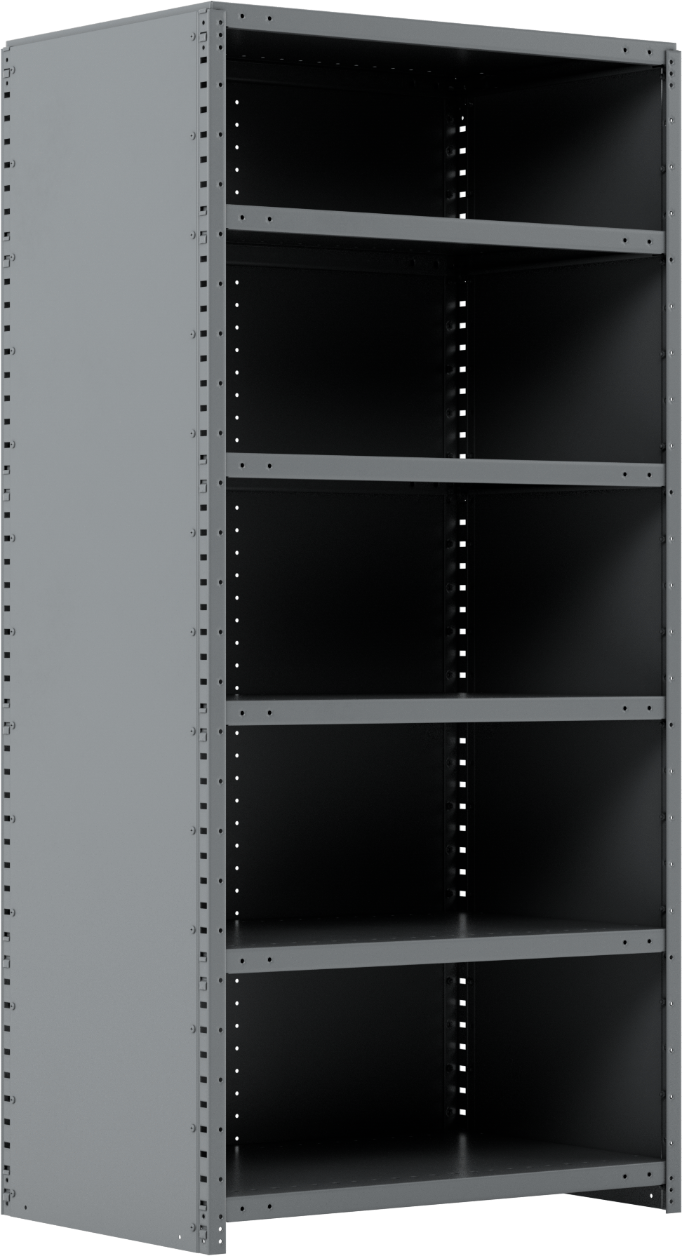 Standart Görevli Raf, 6 Raflı Kapalı, 36“ Genişlik x 75” Yükseklik x 24" Derinlik