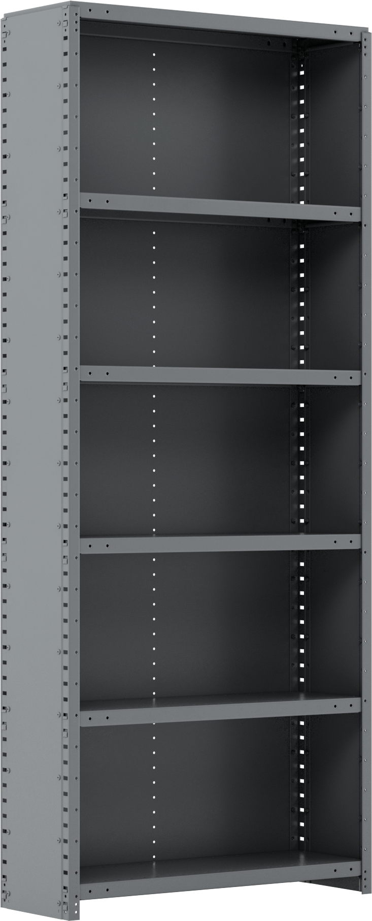 Standart Görevli Raf, 6 Raflı Kapalı, 36“ Genişlik x 87” Yükseklik x 12" Derinlik