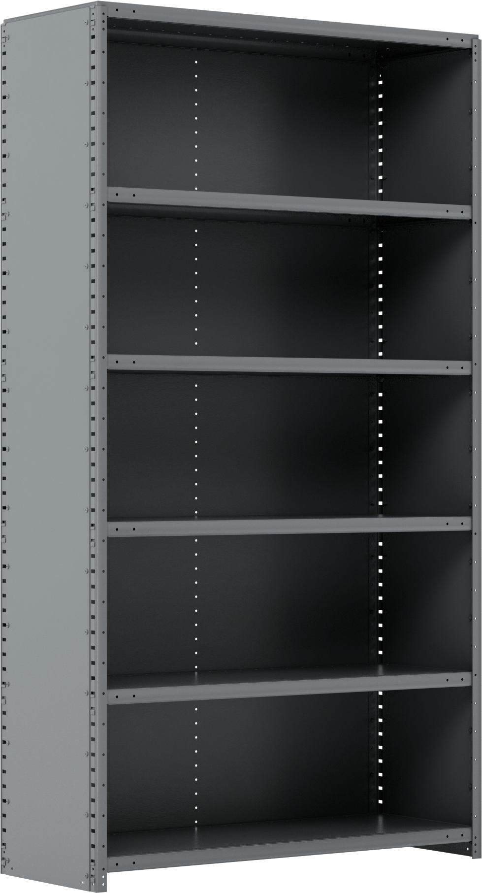 Standart Görevli Raf, 6 Raflı Kapalı, 48“ Genişlik x 87” Yükseklik x 18" Derinlik