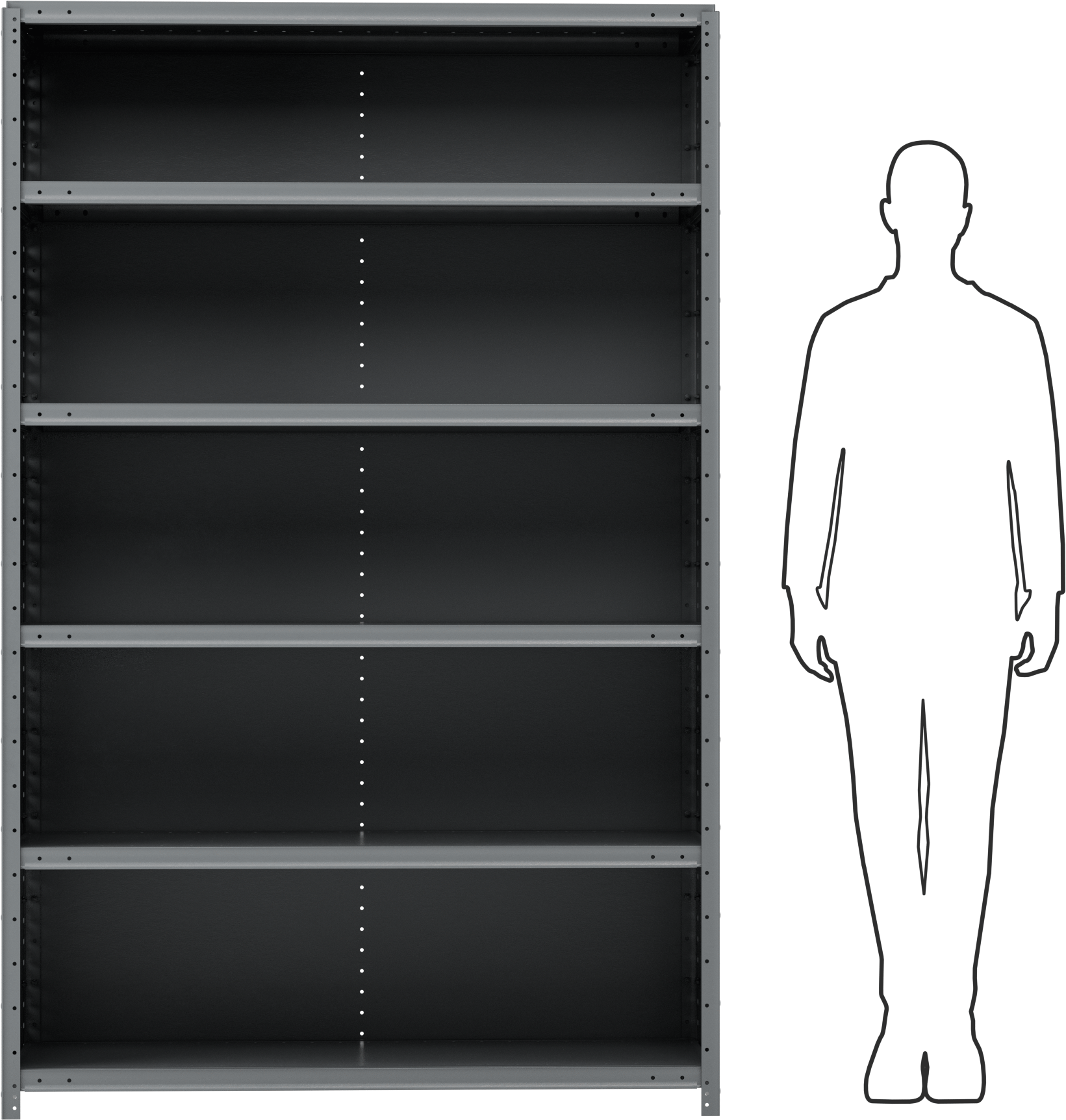 Standart Görevli Raf, 6 Raflı Kapalı, 48“ Genişlik x 75” Yükseklik x 18" Derinlik