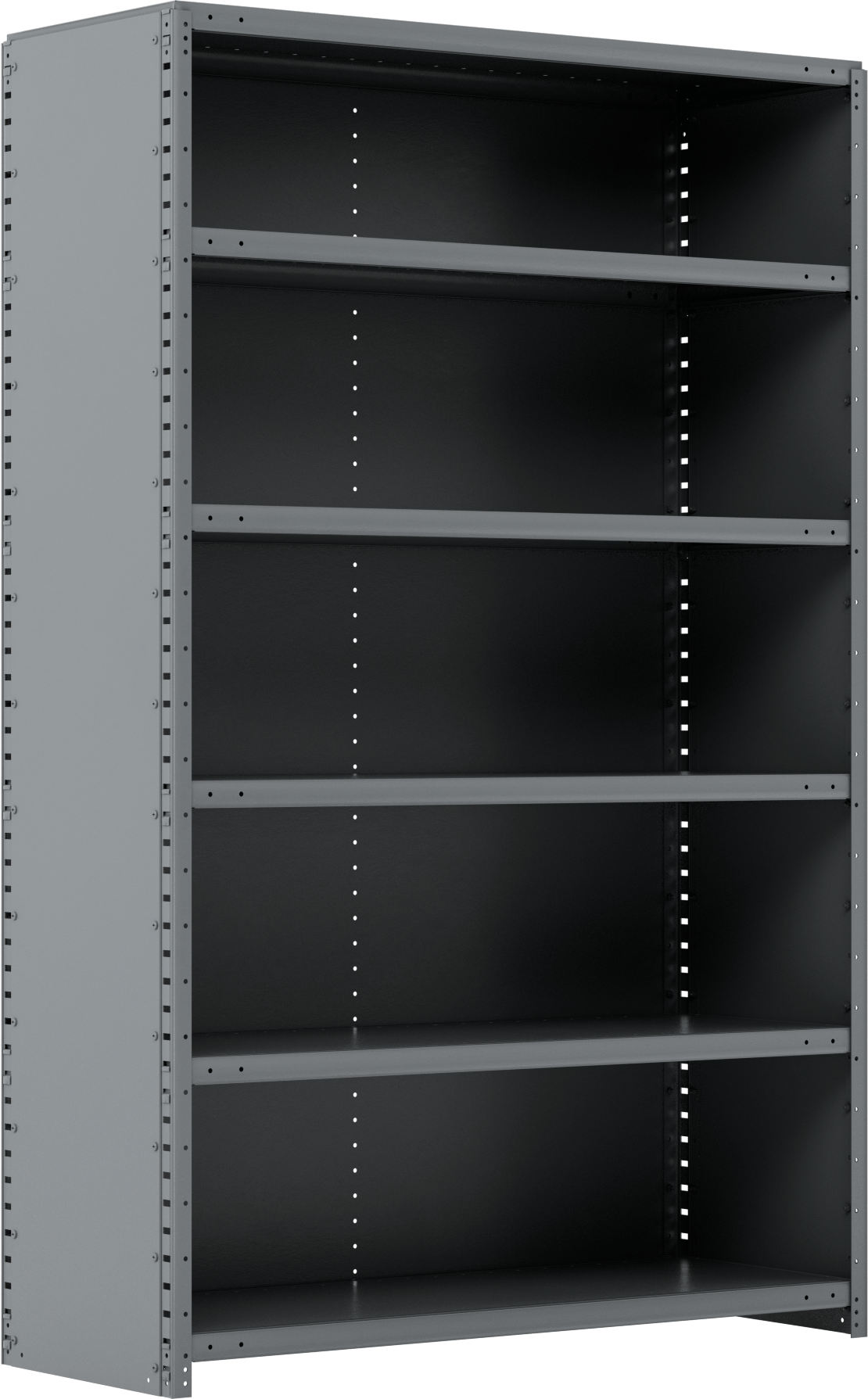 Standart Görevli Raf, 6 Raflı Kapalı, 48“ Genişlik x 75” Yükseklik x 18" Derinlik