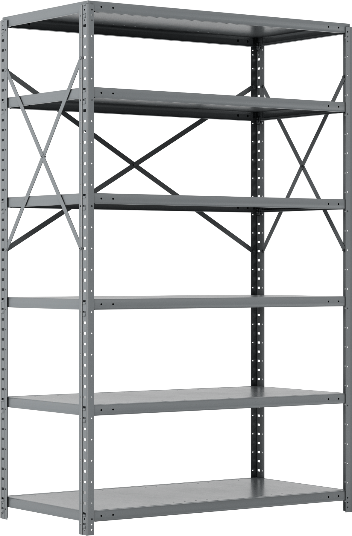 Standart Görevli Raf, 6 Raflı Açık, 48“ Genişlik x 75” Yükseklik x 24" Derinlik