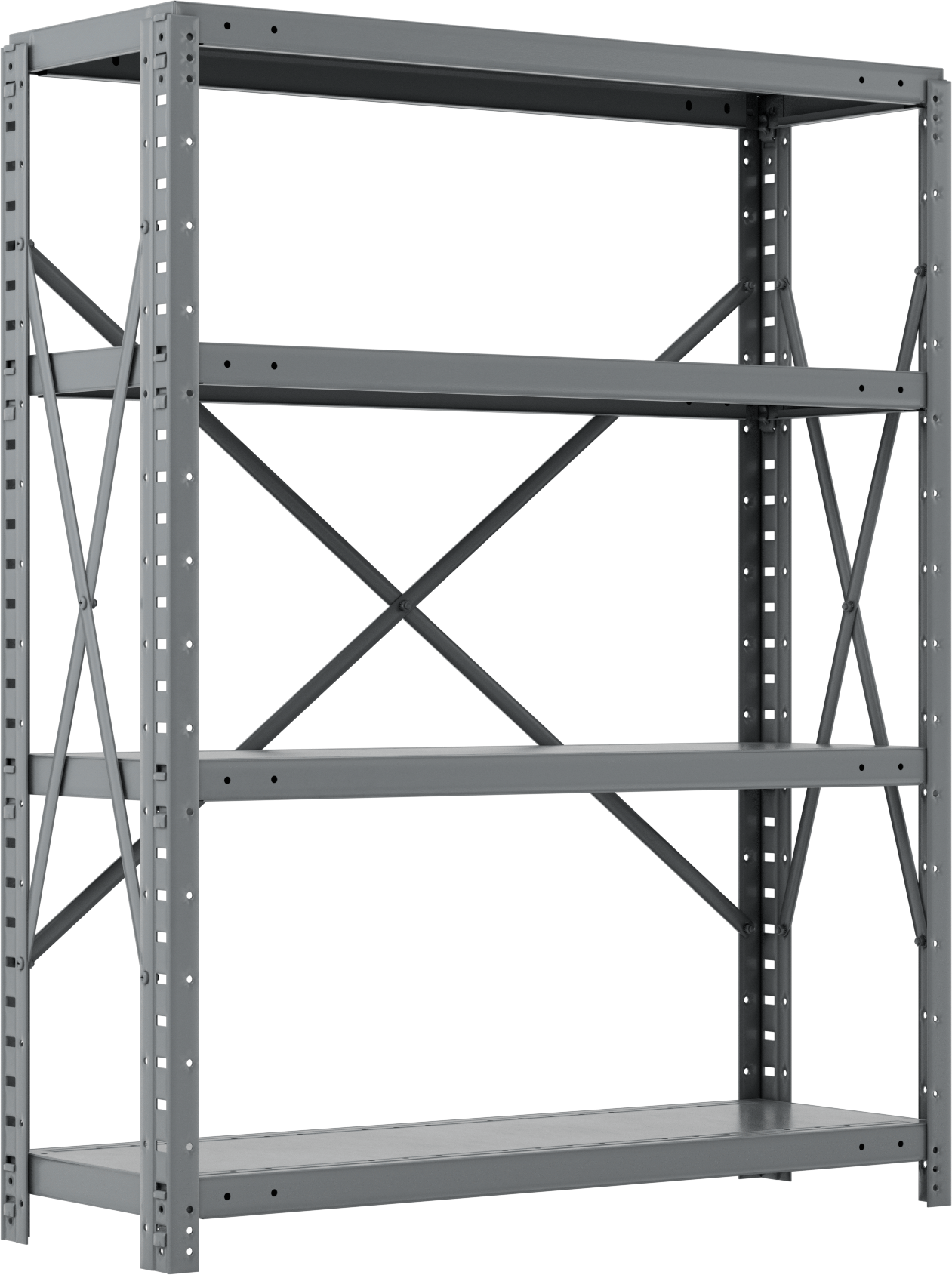 Standart Görevli Raf, 4 Raflı Açık, 36“ Genişlik x 45” Yükseklik x 12" Derinlik