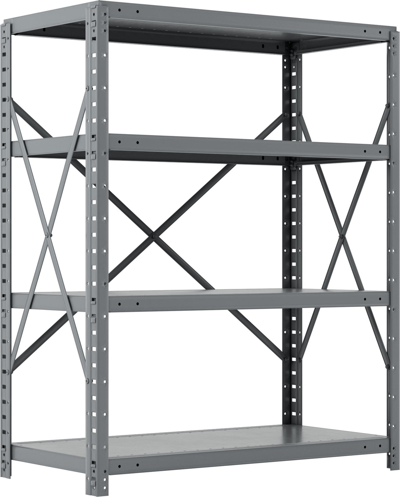Standart Görevli Raf, 4 Raflı Açık, 36“ Genişlik x 45” Yükseklik x 18" Derinlik