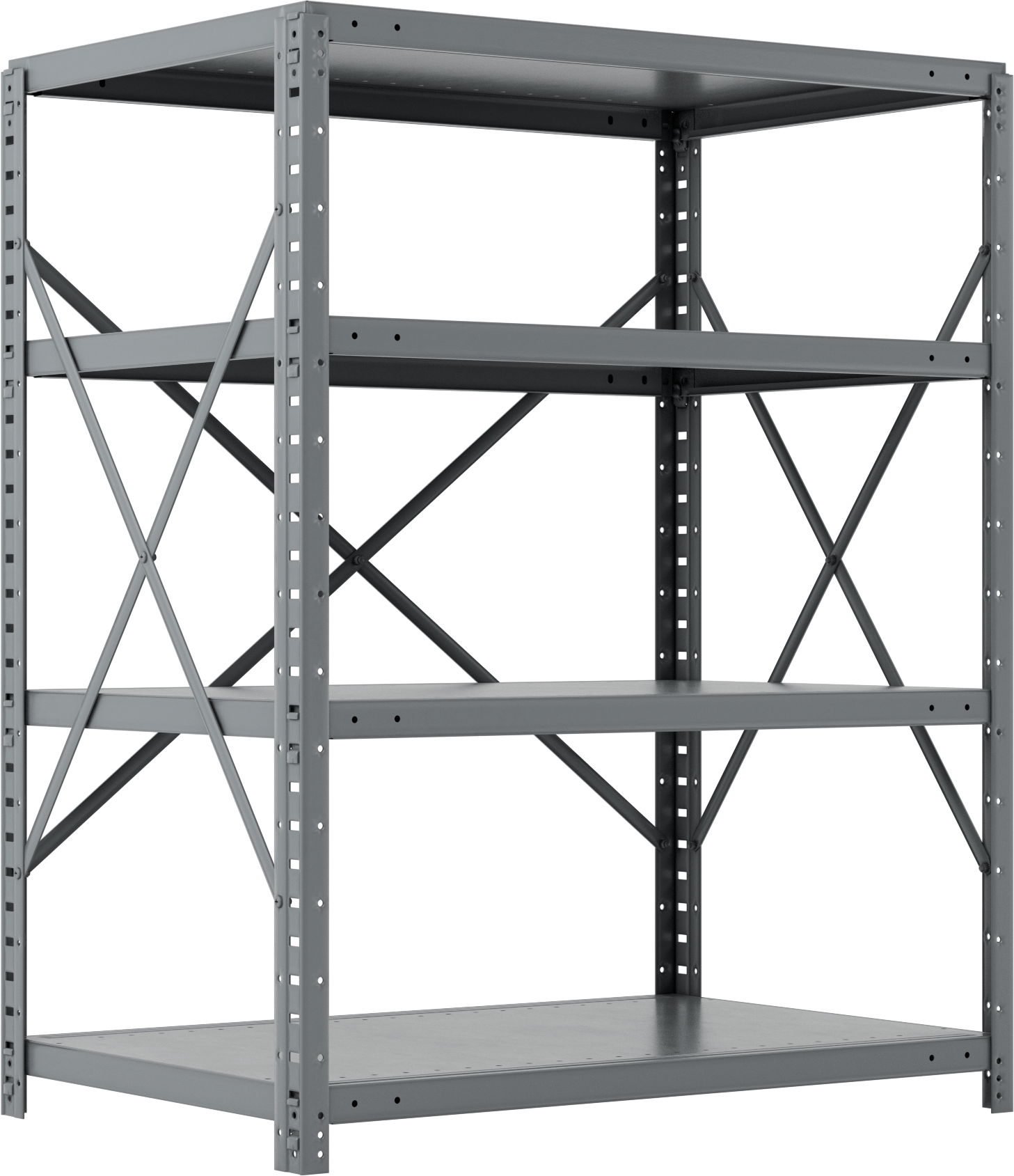 Standart Görevli Raf, 4 Raflı Açık, 36“ Genişlik x 45” Yükseklik x 24" Derinlik