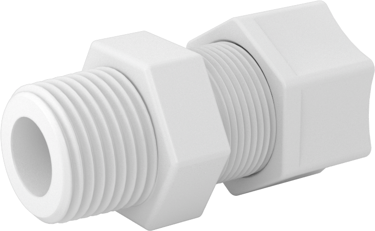 Hava için Plastik Sıkıştırma Borusu Bağlantı Parçası, Düz Adaptör, 5/8" Boru Dış Çapı x 1/2 NPT Erkek için