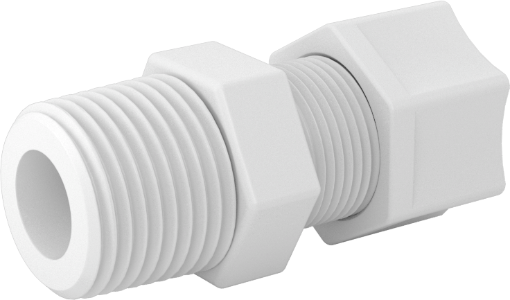 Hava için Plastik Sıkıştırma Borusu Bağlantı Parçası, Düz Adaptör, 1/2" Boru Dış Çapı x 1/2 NPT Erkek için