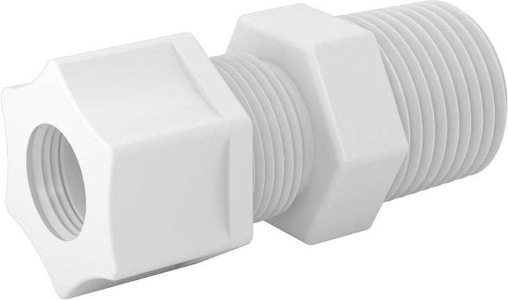 Hava için Plastik Sıkıştırma Borusu Bağlantı Parçası, Düz Adaptör, 1/2" Boru Dış Çapı x 1/2 NPT Erkek için