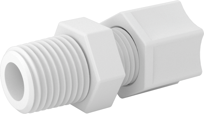 Hava için Plastik Sıkıştırma Borusu Bağlantı Parçası, Düz Adaptör, 5/16" Boru Dış Çapı x 1/4 NPT Erkek