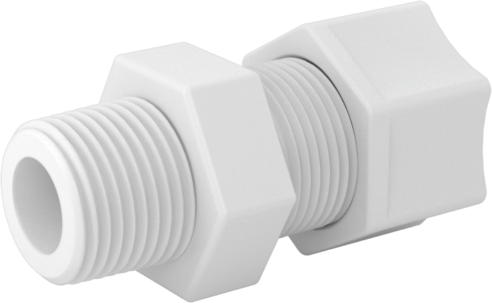 Hava için Plastik Sıkıştırma Borusu Bağlantı Parçası, Düz Adaptör, 1/2" Boru Dış Çapı x 3/8 NPT Erkek için