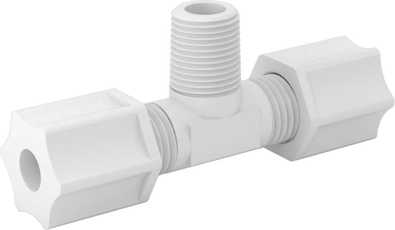 Hava için Plastik Sıkıştırma Borusu Bağlantı Parçası, Hat Üstü T Adaptörü, 1/4" Boru Dış Çapı x 1/8 NPT Erkek için