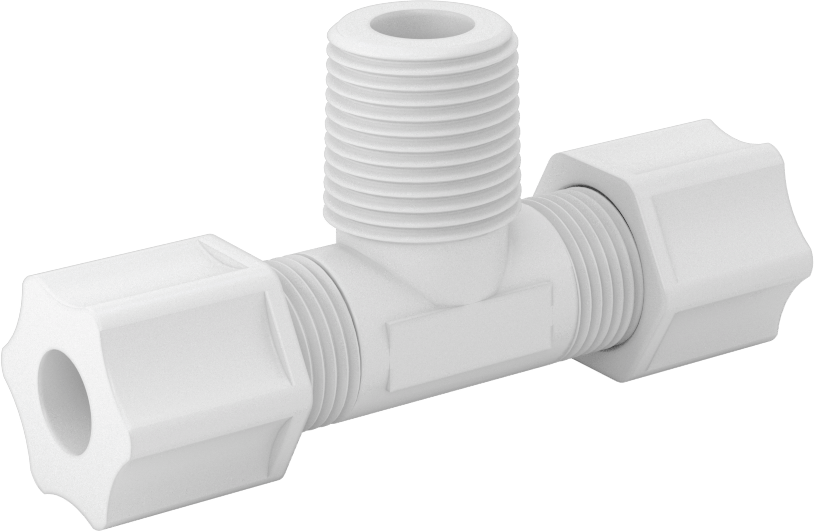 Hava için Plastik Sıkıştırma Borusu Bağlantı Parçası, Hat Üstü T Adaptörü, 3/8" Boru Dış Çapı x 3/8 NPT Erkek için