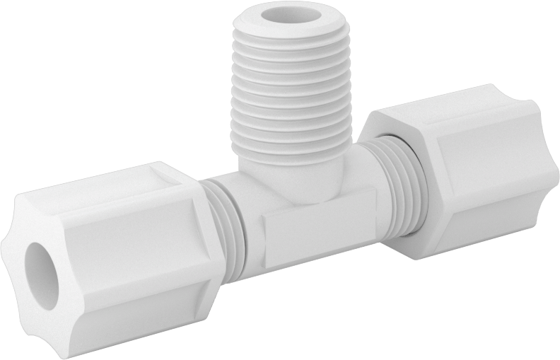 Hava için Plastik Sıkıştırma Borusu Bağlantı Parçası, Hat Üstü T Adaptörü, 5/16" Boru Dış Çapı x 1/4 NPT Erkek