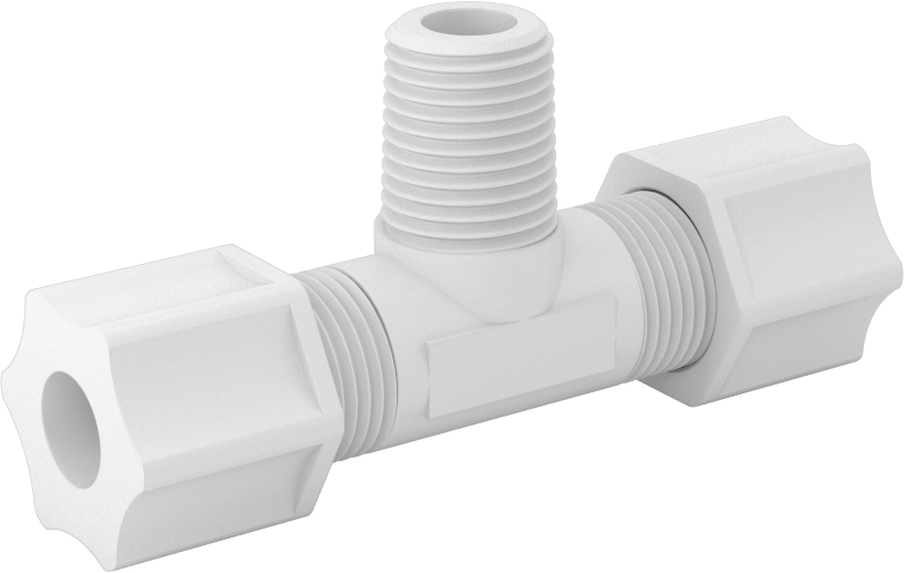 Hava için Plastik Sıkıştırma Borusu Bağlantı Parçası, Hat Üstü T Adaptörü, 3/8" Boru Dış Çapı x 1/4 NPT Erkek için