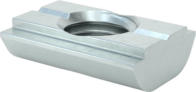 Takılabilir T-Yivli Çerçeve Bağlantı Elemanları, 1,5" için Kendinden Hizalamalı Somun, 30 mm ve 40 mm Ray, M8 Diş