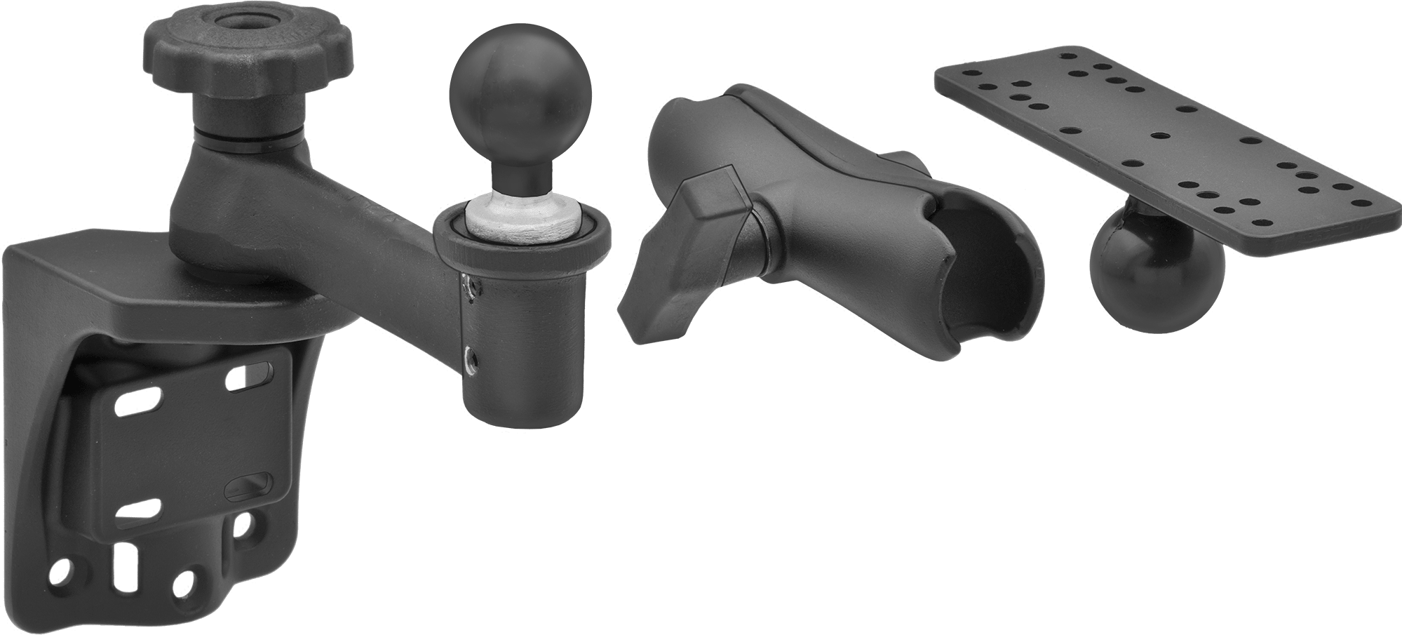 Arm Built with Rotating Complete Arm with Ball, Rigid Connector, and Universal Mounting Plate