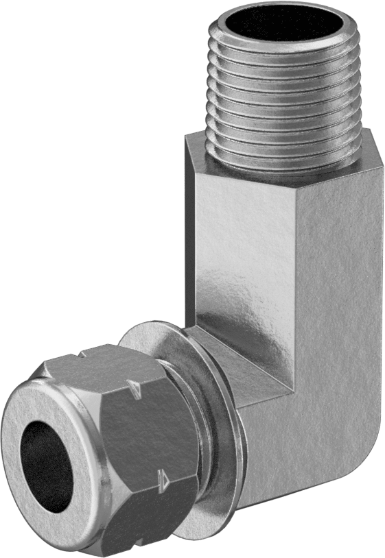 Titreşime Dayanıklı Sıkıştırma Bağlantısı, 1/2" Dış Çaplı Boru x 1/2 NPTF Erkek için 90 Derece Dirsek