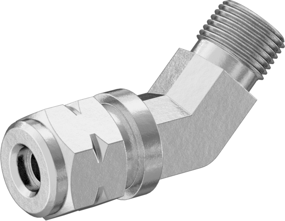 Titreşime Dayanıklı Sıkıştırma Bağlantısı, 1/4" Dış Çaplı Boru x 1/8 NPTF Erkek için 45 Derece Dirsek