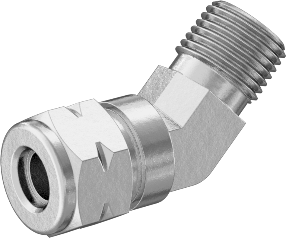 Titreşime Dayanıklı Sıkıştırma Bağlantısı, 3/8" Dış Çaplı Boru x 1/4 NPTF Erkek için 45 Derece Dirsek