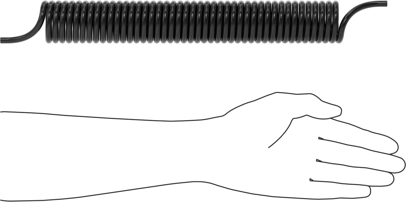 Hava ve Su için Kendinden Geri Çekilen Naylon Boru, Sert, Opak Siyah, 11/64" ID, 1/4" OD, 7-1/2 Fit Uzunluk