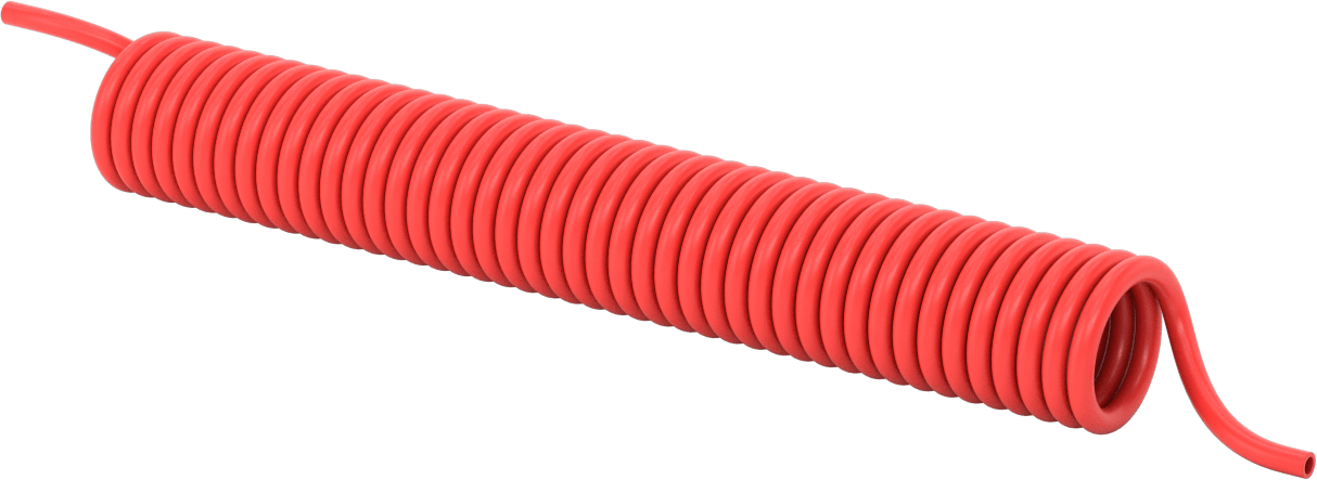 Hava ve Su için Kendinden Geri Çekilen Naylon Boru, Sert, Opak Kırmızı, 11/64" ID, 1/4" OD, 7-1/2 Fit Uzunluk