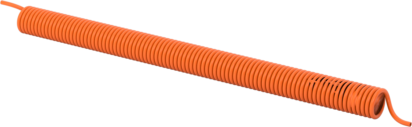 Hava ve Su için Kendinden Geri Çekilen Naylon Boru, Sert, Opak Turuncu, 11/64" ID, 1/4" OD, 15-1/2 Fit Uzunluk