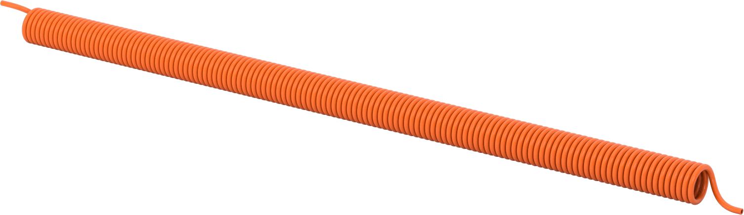 Hava ve Su için Kendinden Geri Çekilen Naylon Boru, Sert, Opak Turuncu, 11/64" ID, 1/4" OD, 22-1/2 Fit Uzunluk