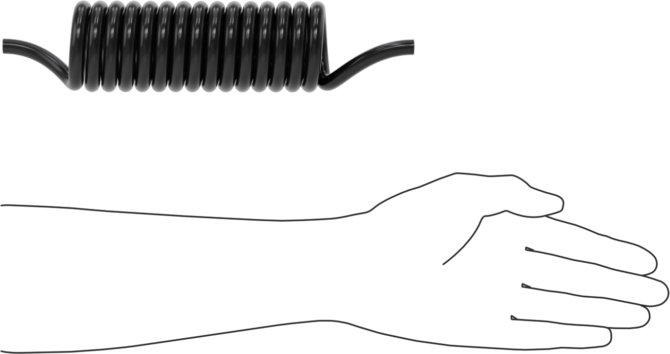 Hava ve Su için Kendinden Geri Çekilen Naylon Boru, Sert, Opak Siyah, 9/32" ID, 3/8" OD, 6-1/2 Fit Uzunluk