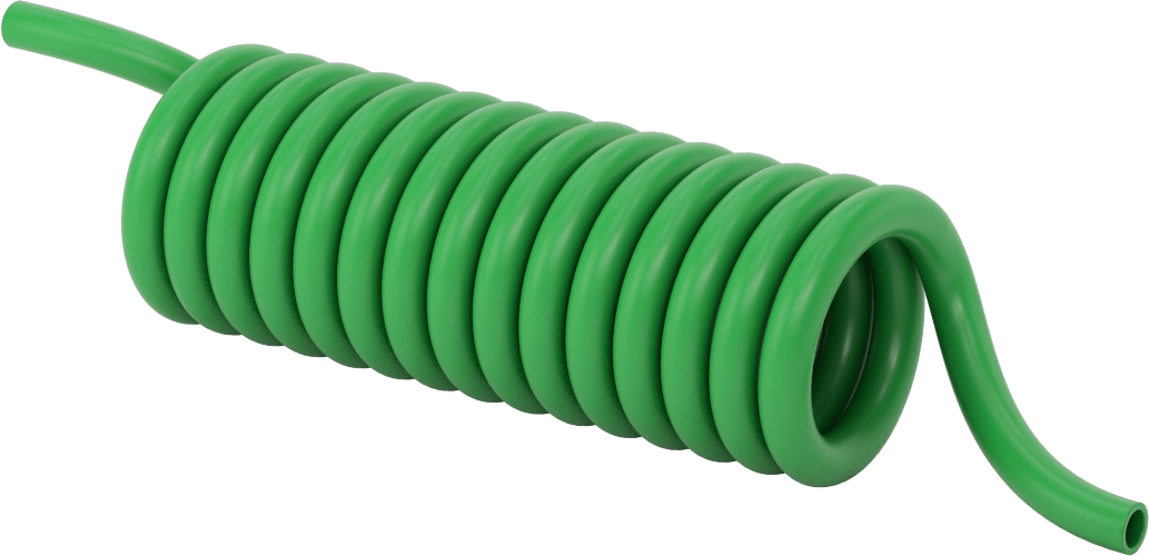 Hava ve Su için Kendinden Geri Çekilen Naylon Boru, Sert, Mat Yeşil, 9/32" ID, 3/8" OD, 6-1/2 Fit Uzunluk