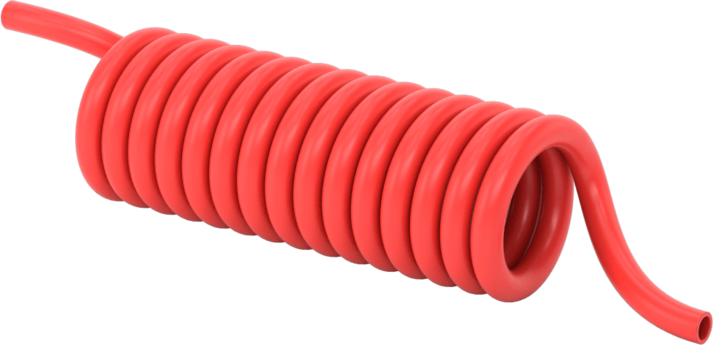 Hava ve Su için Kendinden Geri Çekilen Naylon Boru, Sert, Opak Kırmızı, 9/32" ID, 3/8" OD, 6-1/2 Fit Uzunluk