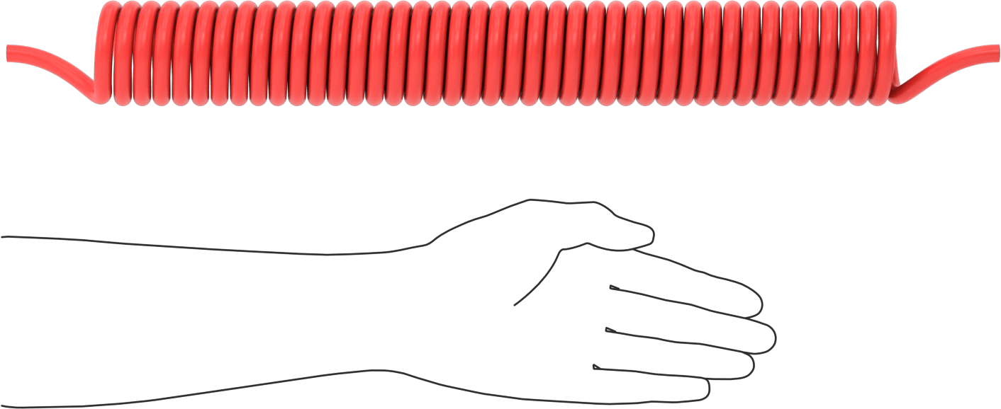 Hava ve Su için Kendinden Geri Çekilen Naylon Boru, Sert, Opak Kırmızı, 9/32" ID, 3/8" OD, 25 Fit Uzunluk