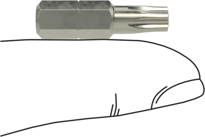 Kurcalanmaya Dayanıklı Pentalobe Ucu, 1/4" Altıgen Şaft, Pls27 Boyutu