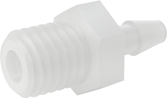 Sıkı Sızdırmazlık Nem Dirençli Dikenli Boru Bağlantı Parçası, Plastik, 3/32“ İç Çaplı Boru x 1/4”-28 Dişli Erkek Boru için