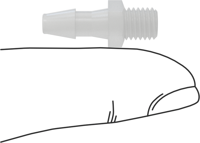 Sıkı Sızdırmazlık Nem Dirençli Dikenli Boru Bağlantı Parçası, Plastik, 5/32“ Boru İç Çapı x 1/4”-28 Dişli Erkek Boru için