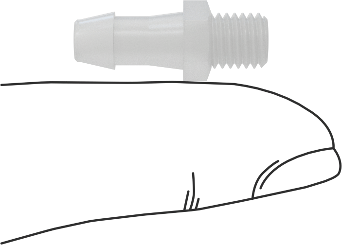 Sıkı Sızdırmazlık Nem Dirençli Dikenli Boru Bağlantı Parçası, Plastik, 3/16“ Boru İç Çapı x 1/4”-28 Dişli Erkek Boru için