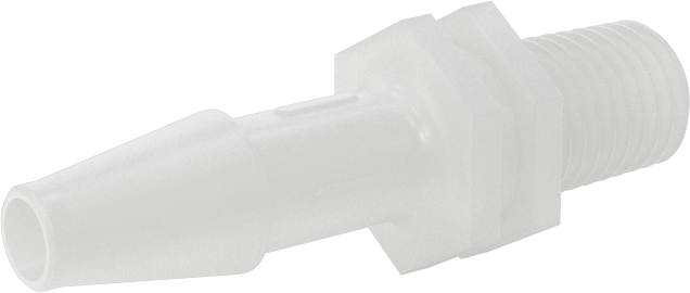 Sıkı Sızdırmazlık Nem Dirençli Dikenli Boru Bağlantı Parçası, Plastik, Adaptör, 1/4" Boru İç Çapı x 1/16 NPT Erkek