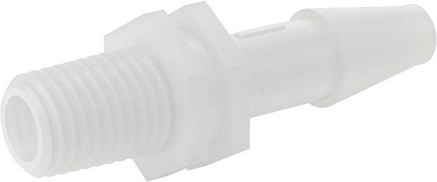 Sıkı Sızdırmazlık Nem Dirençli Dikenli Boru Bağlantı Parçası, Plastik, Adaptör, 1/4" Boru İç Çapı x 1/16 NPT Erkek