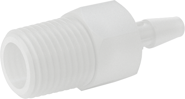 Sıkı Sızdırmazlık Nem Dirençli Dikenli Boru Bağlantı Parçası, Plastik, Adaptör, 1/8" Boru İç Çapı x 1/8 NPT Erkek için