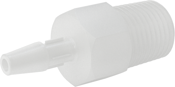 Sıkı Sızdırmazlık Nem Dirençli Dikenli Boru Bağlantı Parçası, Plastik, Adaptör, 1/8" Boru İç Çapı x 1/8 NPT Erkek için